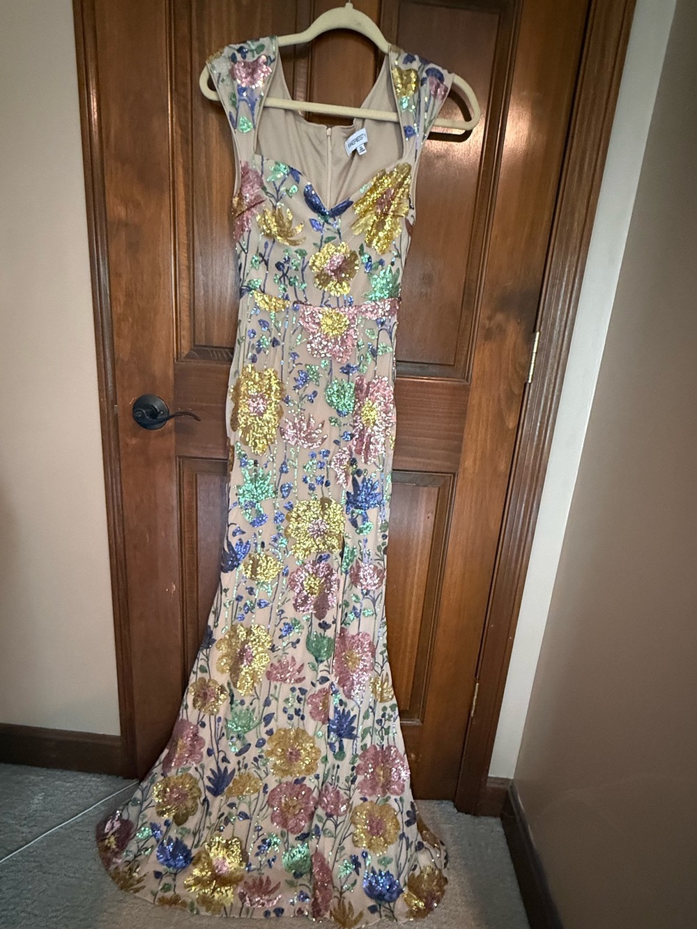 Embellished Floral Sequin Maxi Dress - Picture 2 of 12